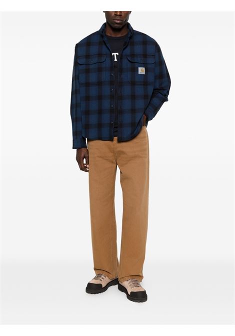 camicia edmands uomo nera e blu CARHARTT WIP | I0359513GN.XX